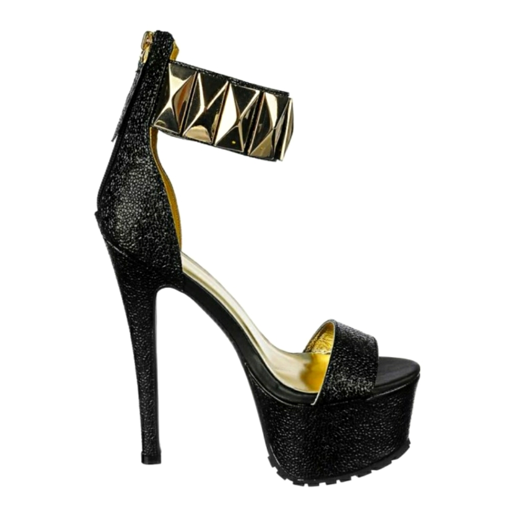 Sexy Vixen Black and gold stilleto